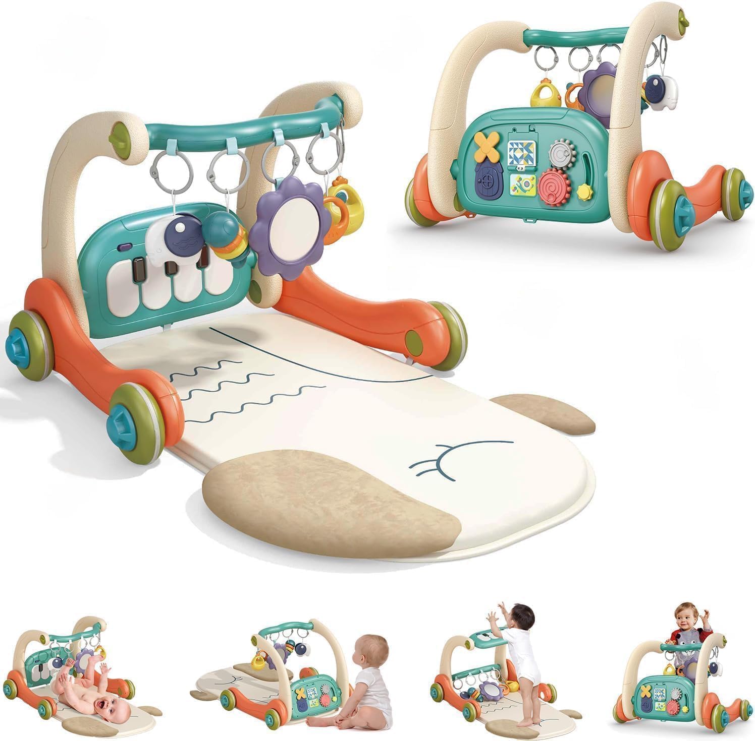 Clefairy Baby Gym with Walker,Baby Play Mat with 4 Infant Learning Sensory,Double-Sided Multifunctional Removable Play Piano Panel,Sit-to-Stand Learning Walker for 0-24 Months Boy Girl-image-38