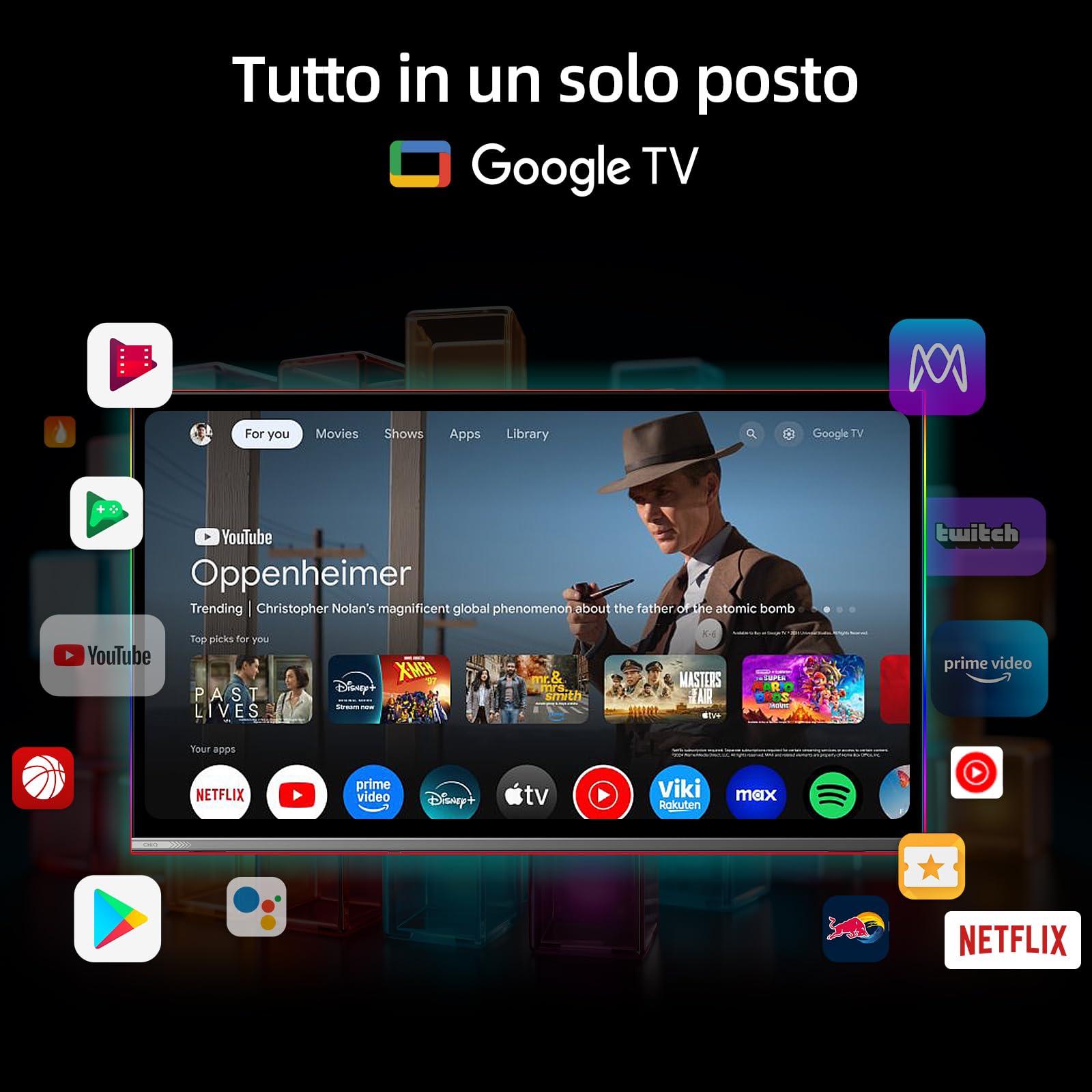CHiQ 32QA10 32 Pollici QLED Full HD Smart TV HDR10, Dolby Audio, HEVC Main 10, Chromecast Integrato Triplo Tuner (DVB-C/T/T2/S/S2), Nuovo Modello