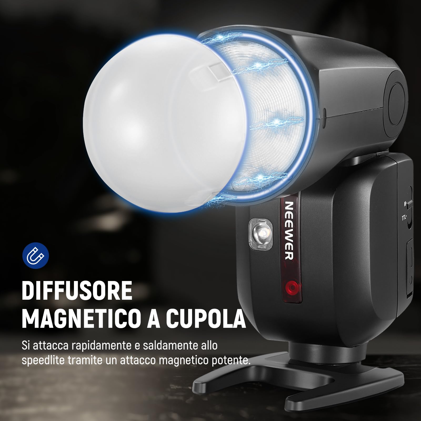 NEEWER Z2-N 2.4G Flash Speedlite TTL a Testa Rotonda Compatibile con Nikon, 600 Flash a Piena Potenza, 3000mAh 76Ws HSS 1/8000s, 2 Lampade Pilota, Diffusore di Luce, Tasto TCM TTL/M per Sistemi Q 2.4G