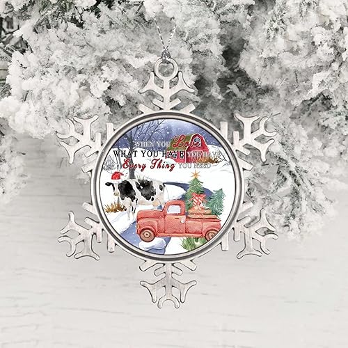 Miniatura 8 de Funny Christmas Ornaments, Animals Christmas Tree Decorations - Farmhouse Red Truck Metal Snowflake Ornament Keepsakes - Best Gifts for Christmas