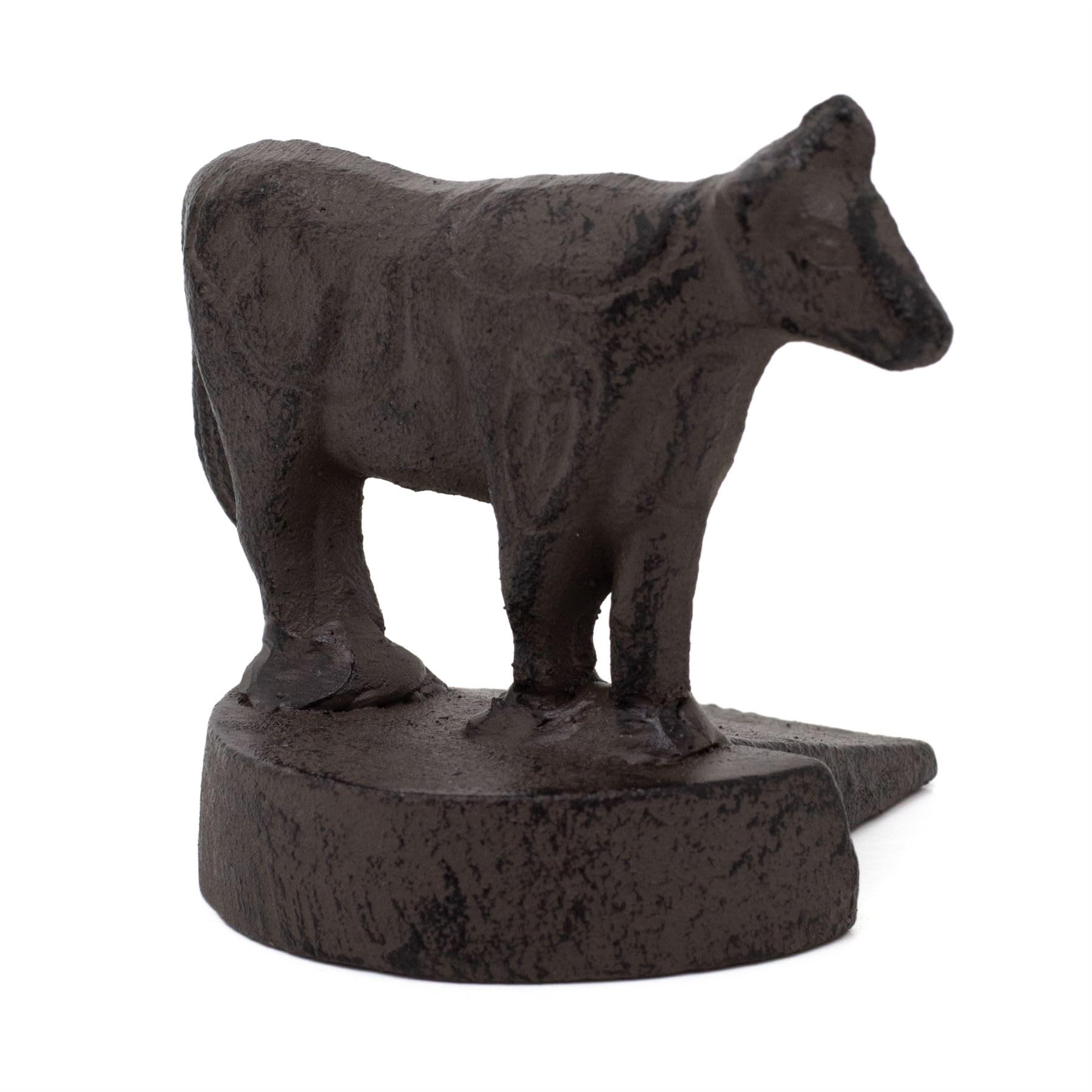Carousel Home Brown Cast Iron Cow Door Wedge | Rustic Metal Animal Door Stop | Vintage Style Iron Cow Door Stopper Wedge - 9X8cm