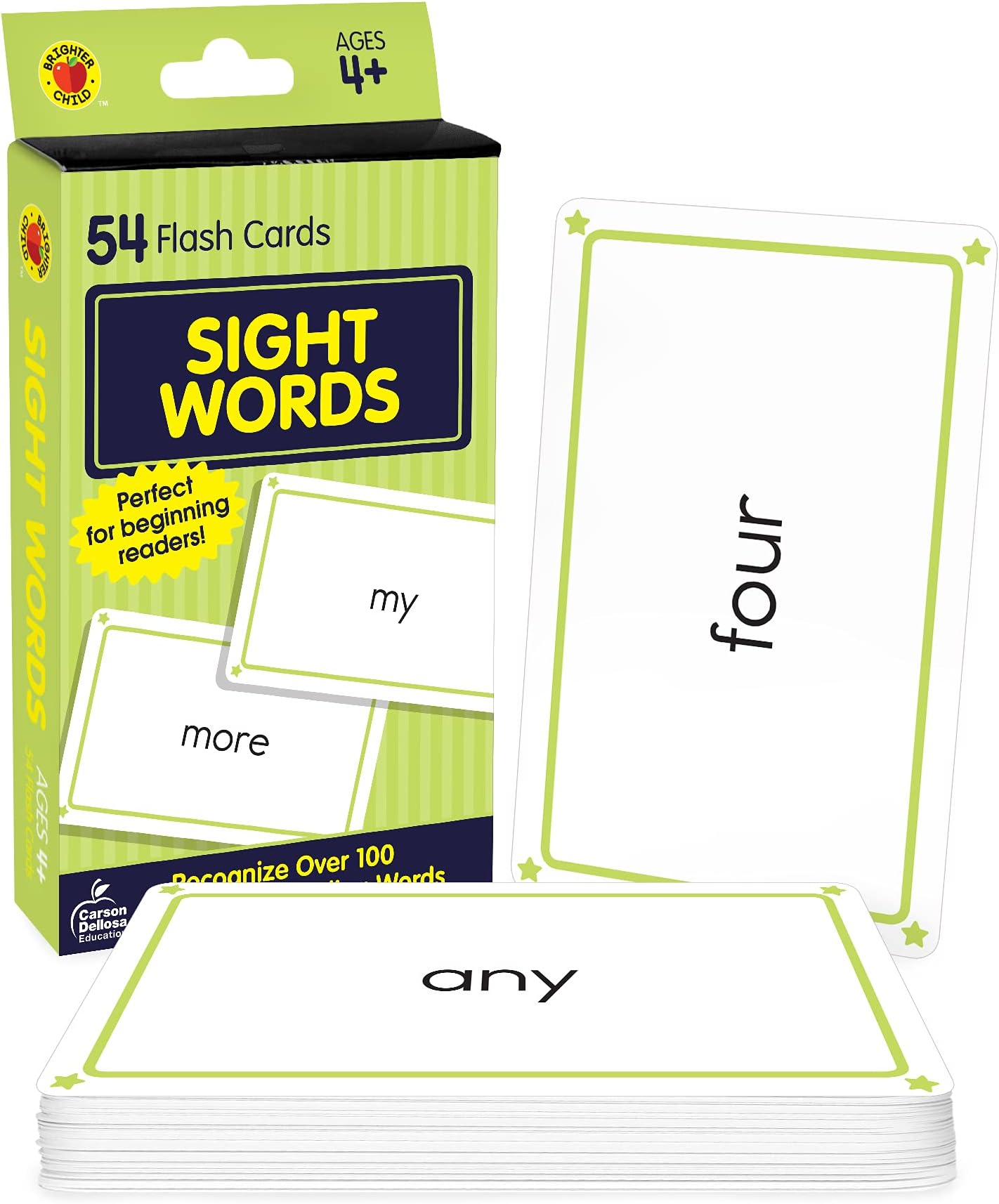 Carson Dellosa - Sight Words Flash Cards - 54 Cards for Phonics and Reading, Preschool / Kindergarten Toddlers