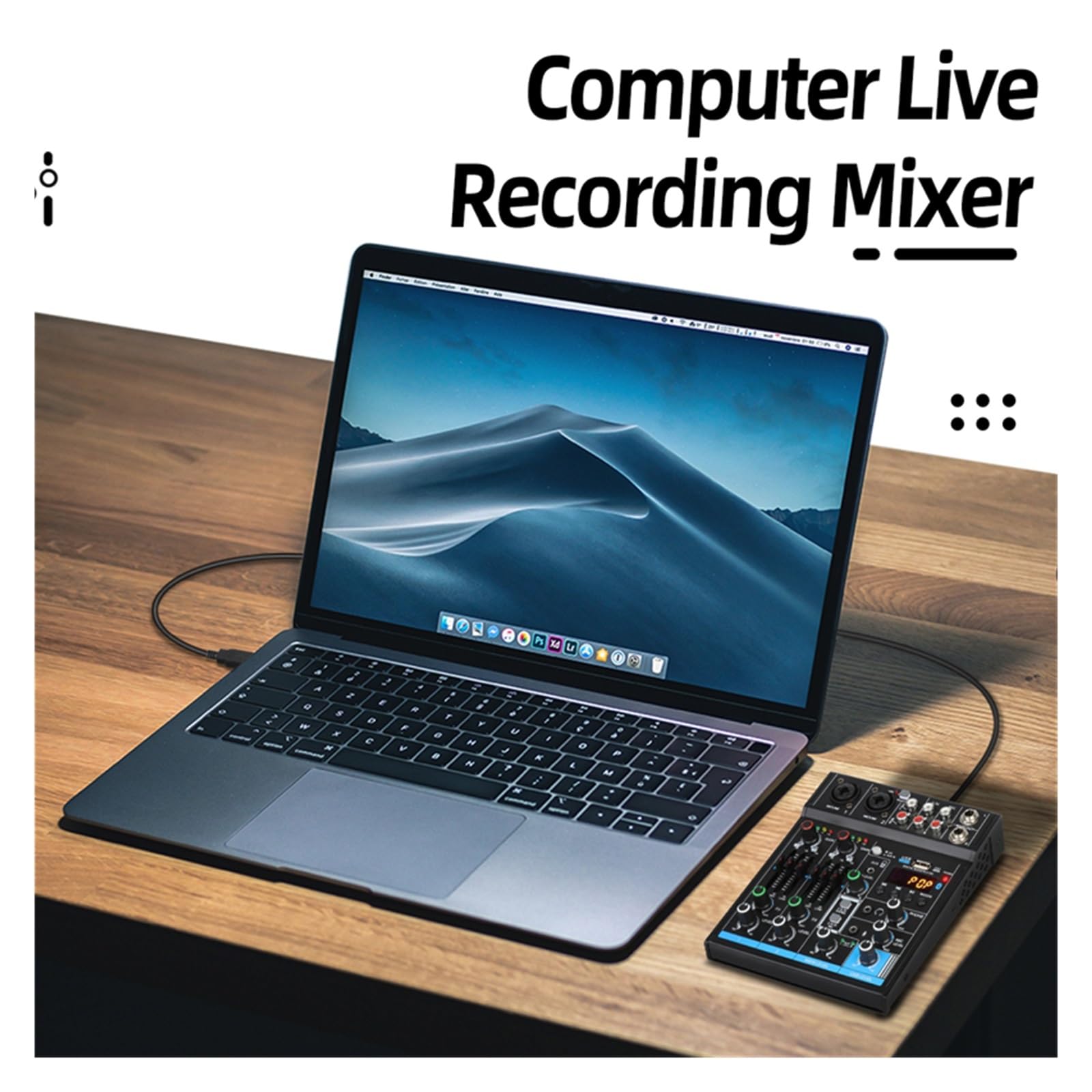 Mikser dźwięku 4-kanałowy Mini Mikser Audio Karta Dźwiękowa Audio DJ 16 Efekty Cyfrowe Konsola Redukcji Szumów Nagrywanie USB Do Śpiewania Czystsze wokale