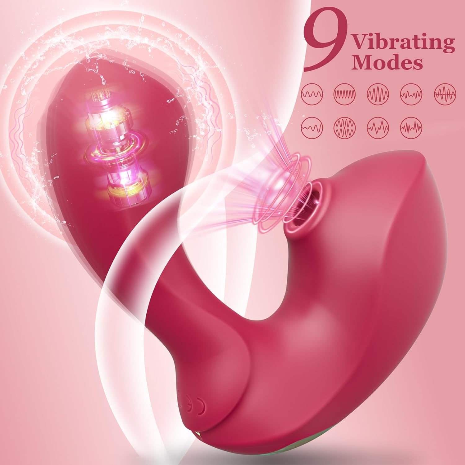 Clitoral Sucking Vibrator Adult Sex Toys for Women, 2-in-1 G Spot Dildo Vibrators with 9 Vibrating & Sucking Modes, Nipple Sucker Toys Clit Stimulator for Couple or Solo Fun (Rose Red)