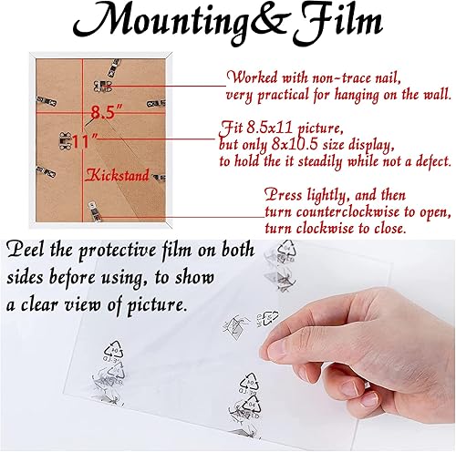 Vista 104 de Juego de 5 portarretratos de 10 x 14 pulgadas, marcos de fotos blancos de alta transparencia para galería de pared horizontal de escritorio vertical