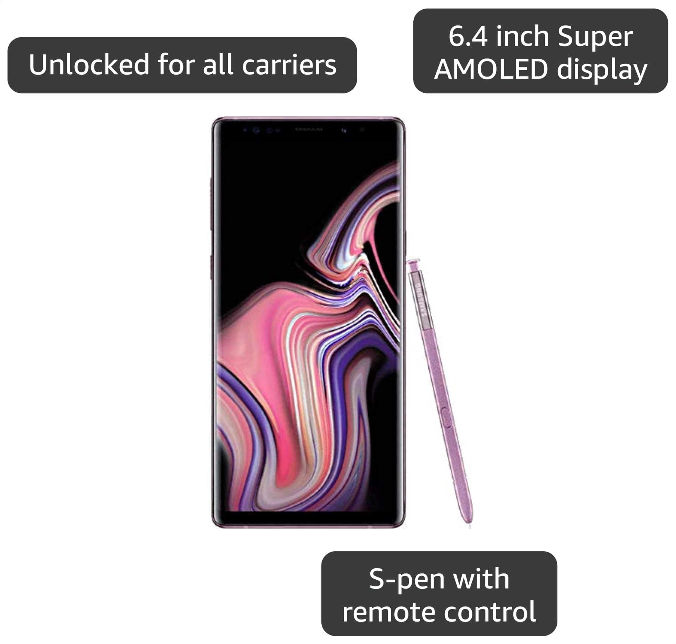 Galaxy Note9 docomo パープル 本体 Amazon.com: Samsung Galaxy Note 9, 128GB, Lavender Purple