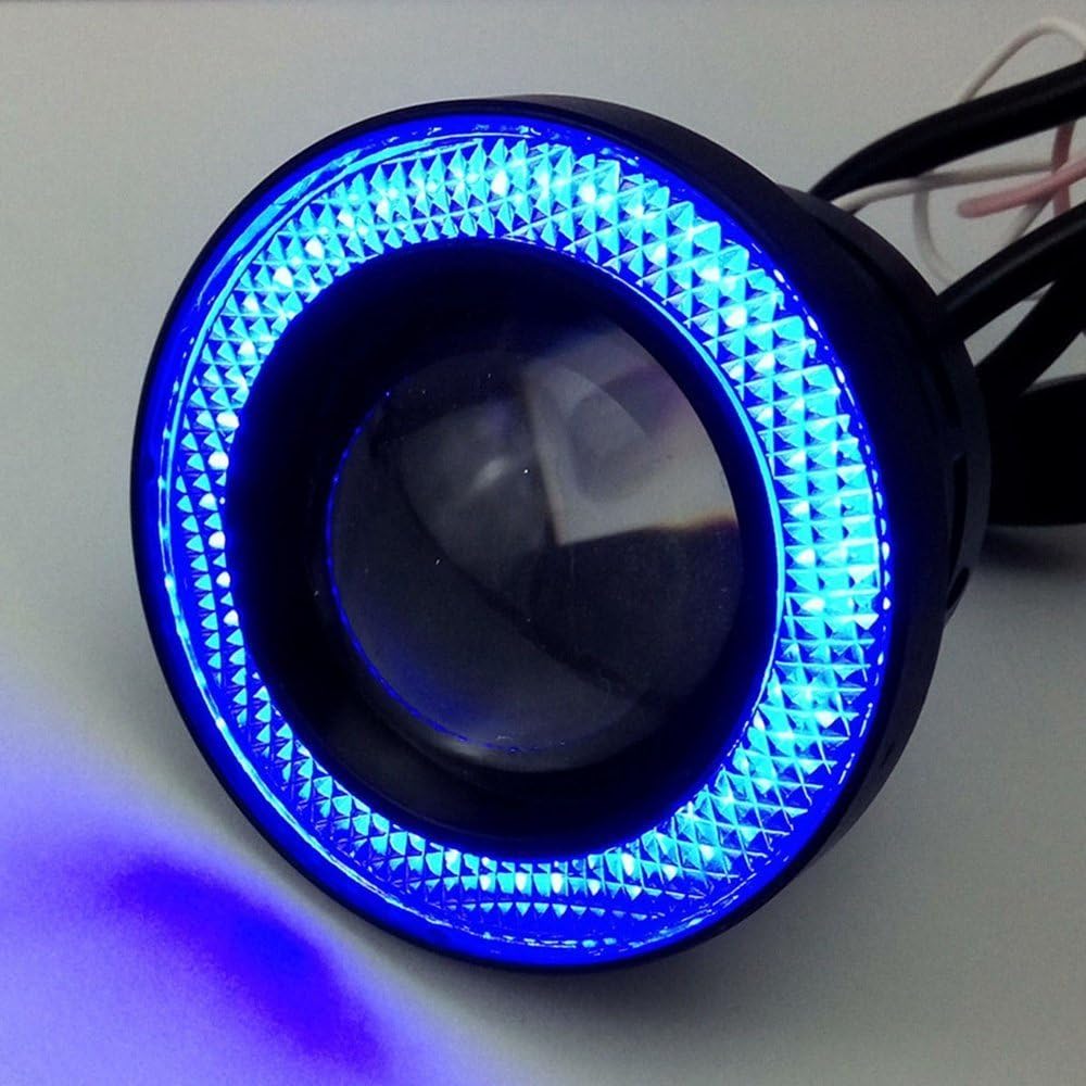 2pcs High Power 3 inch Projector Universal LED Fog Light Blue COB Halo Angel Eye Rings