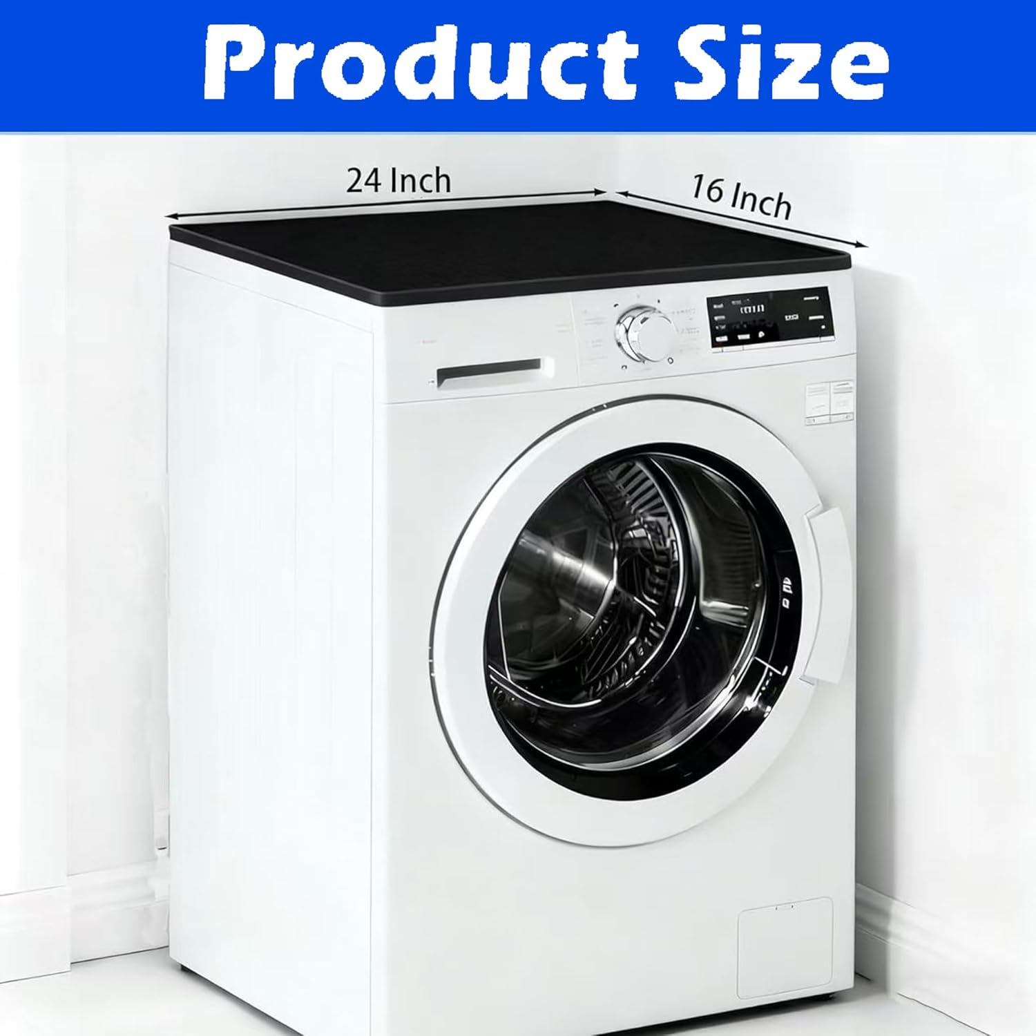 2 PCS Silicone Washer Dryer Top Protector Mat 24"x19.7", Non-Slip Waterproof Heavy Duty Washer Lid Cover Pad with Raised Edges, Multi-Use for Appliances & Pet Feeding Station, Easy Clean Foldable