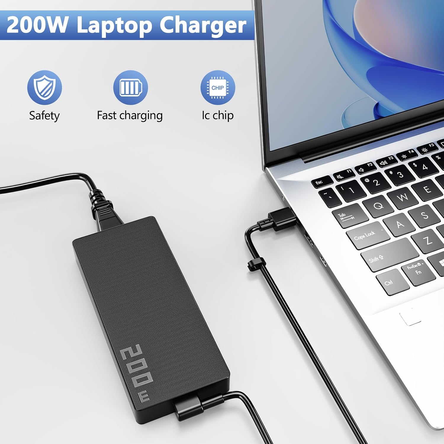 200W 20V 10A Rectangle Connector AC Charger Replacement Compatible with Asus ROG Zephyrus G16 GU605 GA605, TUF Gaming A14 FA401WV FA401UV, ProArt P16 PX13 HN7306 H7606 Laptop Power Adapter