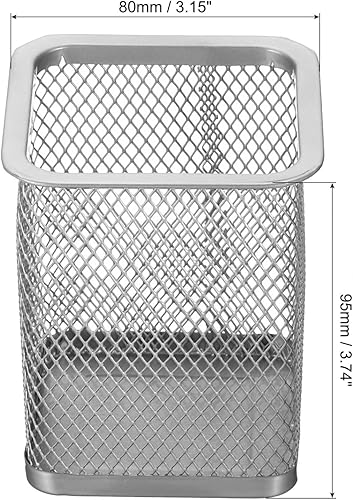 Miniatura 2 de PATIKIL Soporte de malla para bolígrafo, portalápices, cesta para lápices, organizador de casillero de tazas, soporte cuadrado para brochas de
