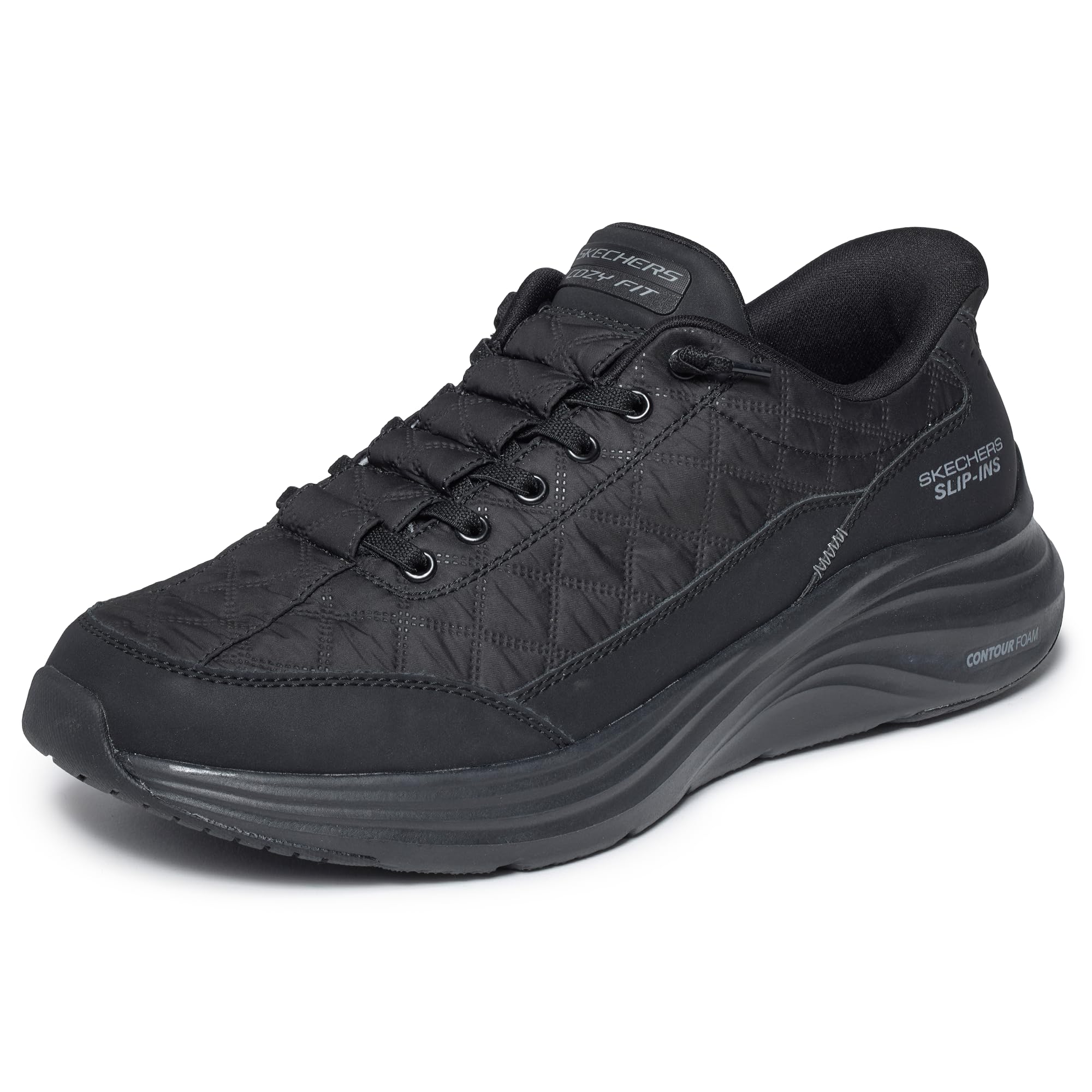 Skechers Men's Contour Foam Cozy Fit Slip-in, Black, 9.5 UK