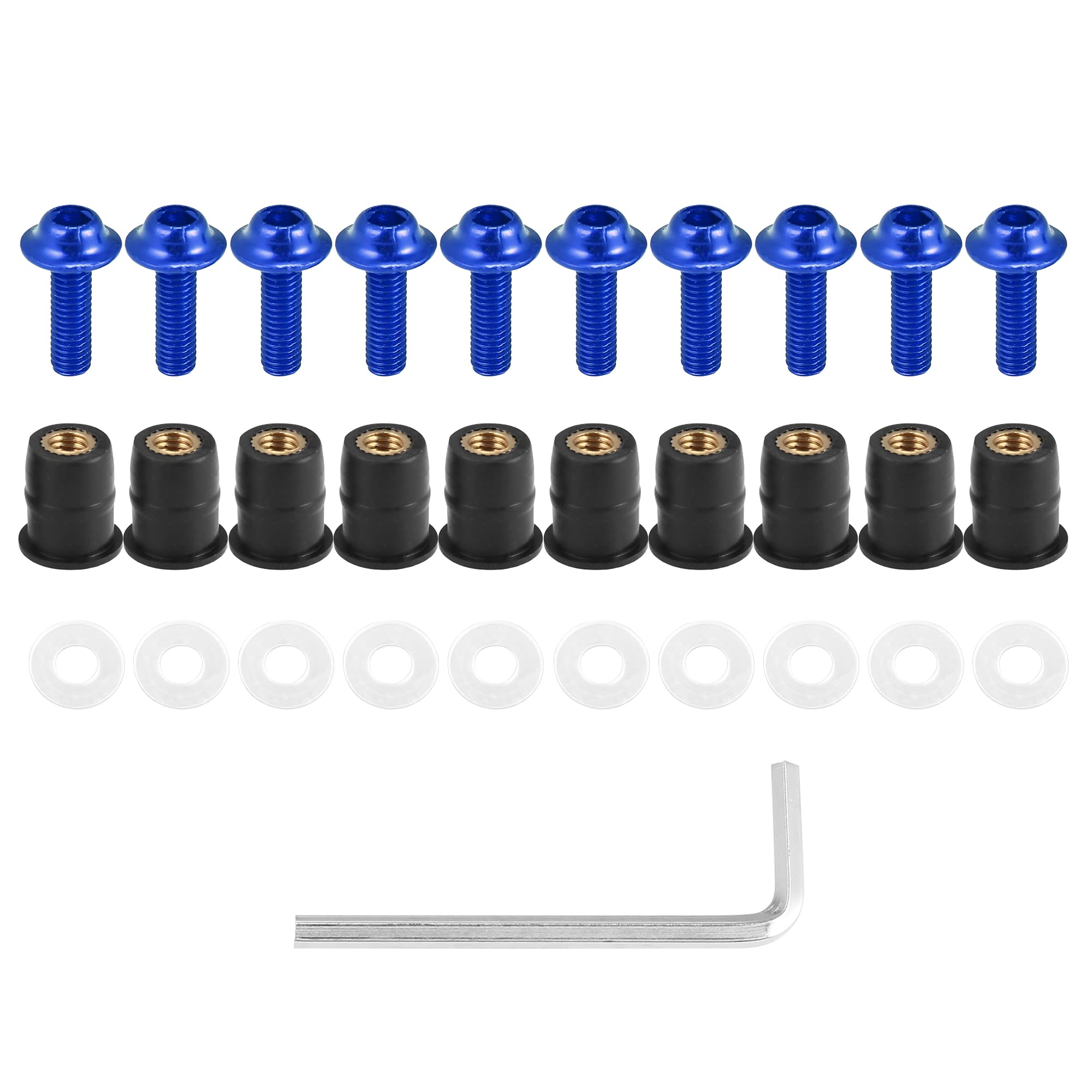 Motoforti 10pcs M5 Motorcycle Windscreen Screw Fairing Windscreen Bolt Blue