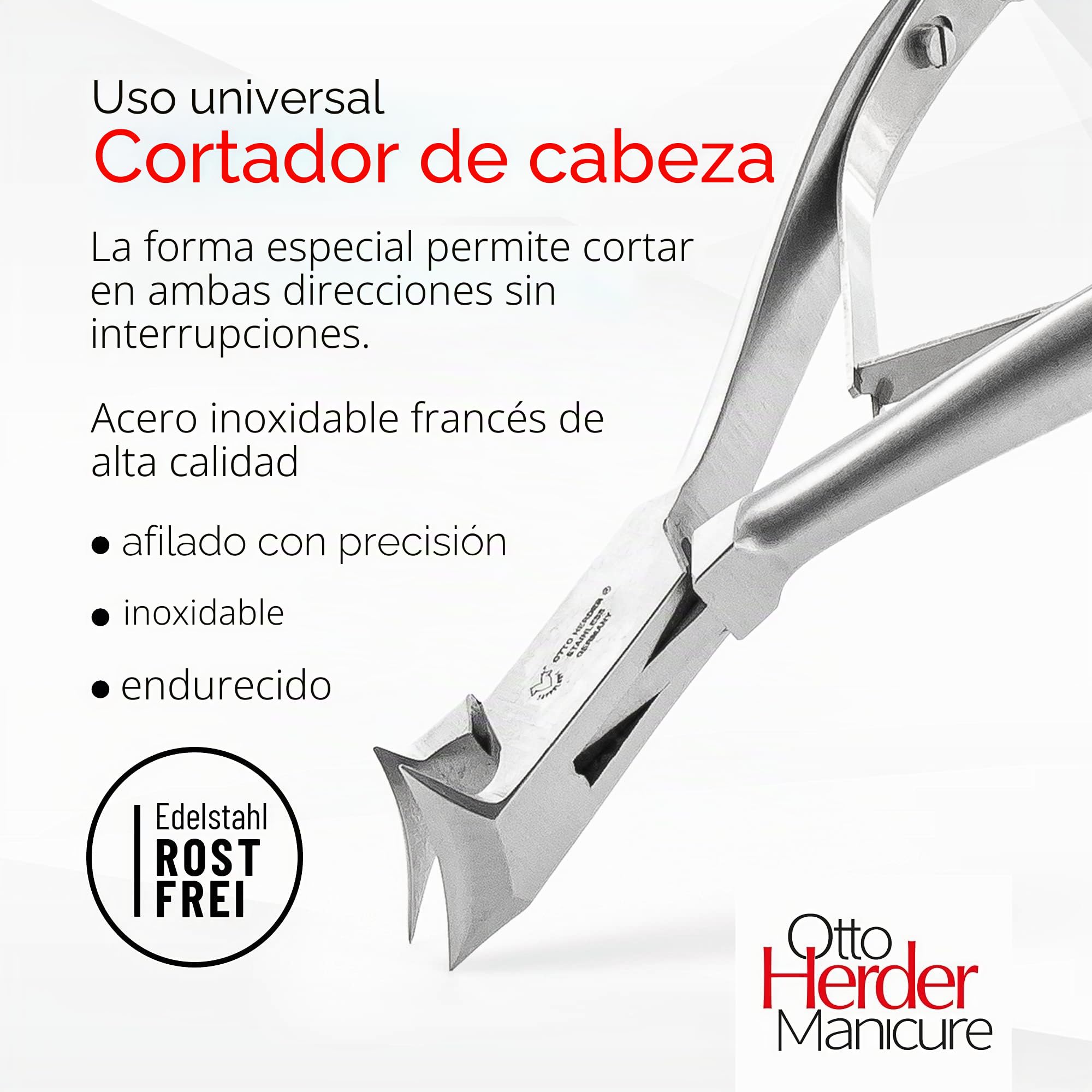OTTO HERDER Cortaúñas de 14 cm, cortaúñas de acero inoxidable, cortaúñas con 1,6 cm de longitud de corte para uñas gruesas y encarnadas