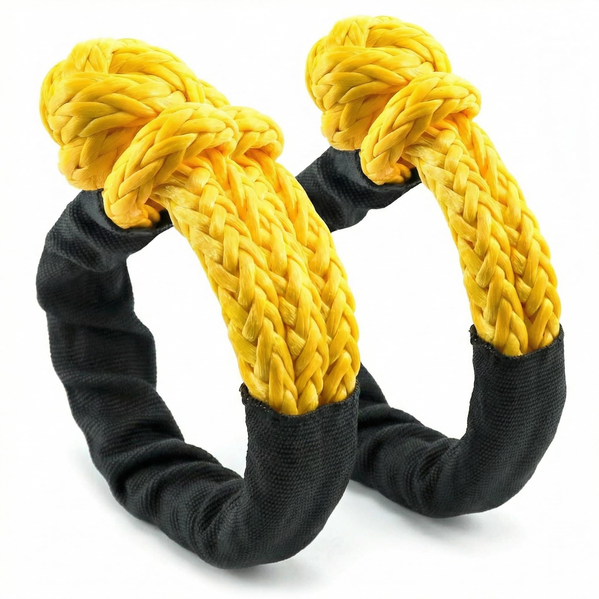 QWORK® Lot de 2 Soft Manille Corde, Soft Shackle léger, Remorquage Synthétique Shackle,14T Maximum de Rupture pour remorquage et remorque, Yacht, 12mm x 50cm
