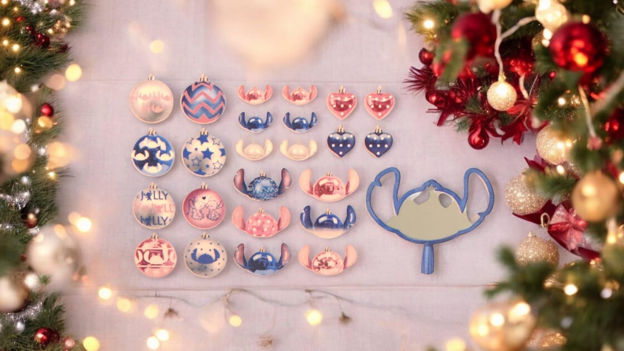 Disney Stitch Kugeln, 25 Stück, Stitchmas Weihnachtsbaum, bruchsichere Ornamente mit Aufhängeschlaufe für Urlaub und Party-Dekoration