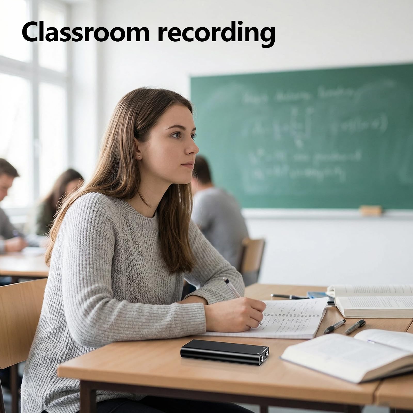 Grabadora de voz mini, grabadora de audio de 16 GB con cancelación de ruido, grabadora con función de borrado, mini grabadora de voz digital, grabadora de audio para conferencias, reuniones