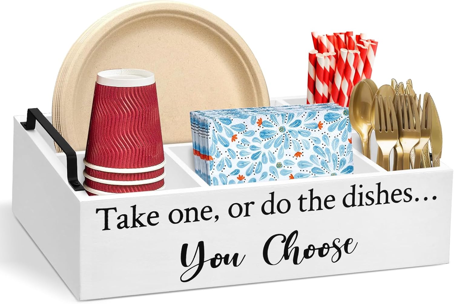 Paper Plate Holders Utensil Caddy for Kitchen Countertop