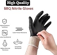 Vista 4 de Guantes para barbacoa, 2 forros de guantes de algodón y 50 desechables de nitrilo para cocinar, hornear, asar a la parrilla, forros de algodón