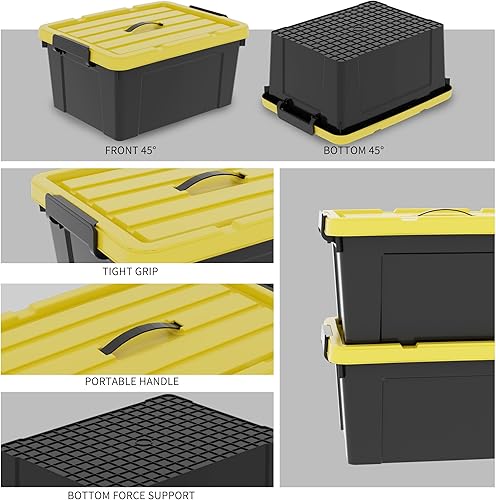 Miniatura 2 de 40 cuartos de galón x 4 contenedores de almacenamiento duraderos con tapa abatible, apilables, resistentes, contenedores de almacenamiento de