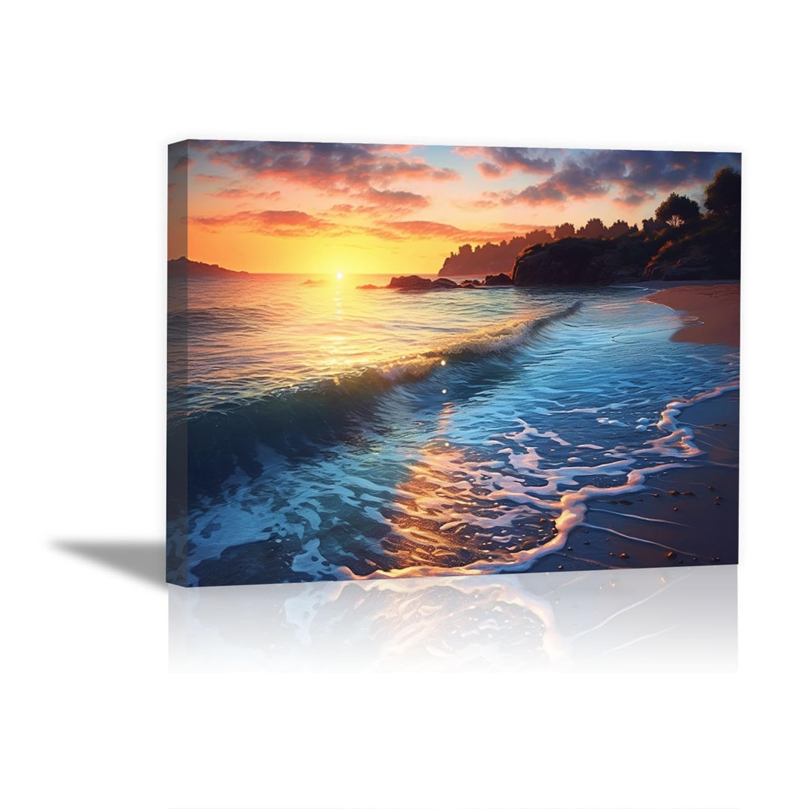 Amazon.co.jp: 海の夕日 はじめての絵画 キャンバス,海の夕日の風景