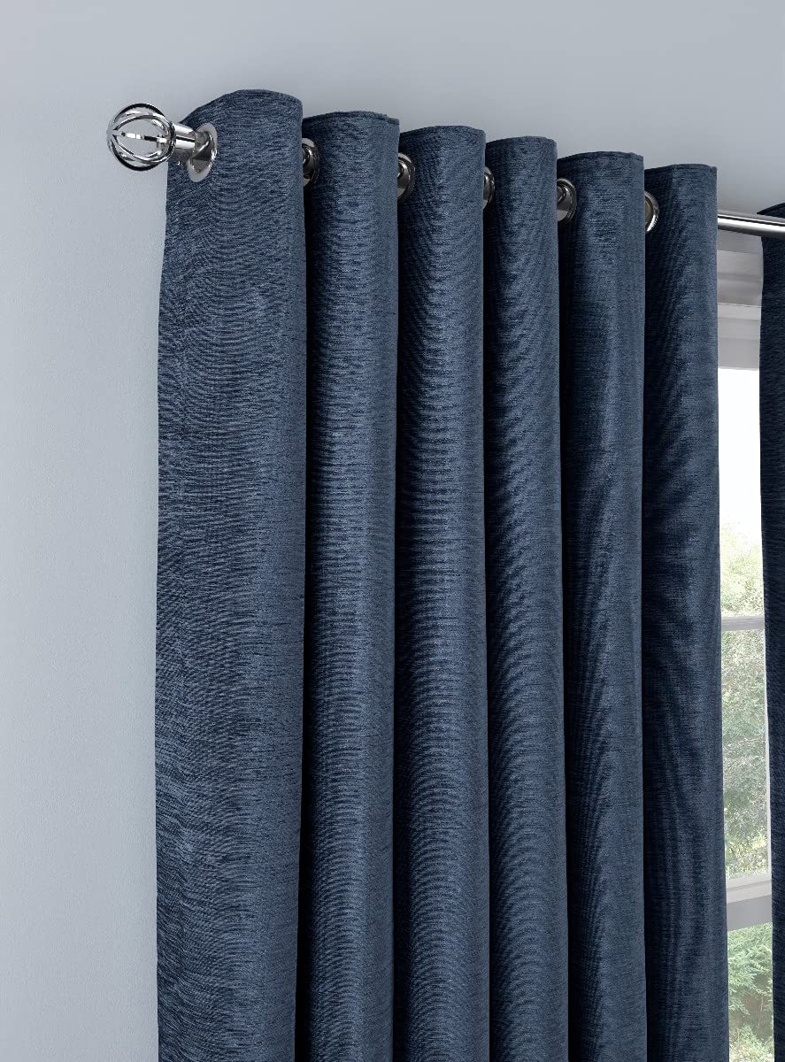 Sleepdown Tende In Ciniglia Con Occhielli E Fodera, Per Camera Da Letto E Soggiorno, 2 Pannelli, 228 X 183 Cm, Colore Argento