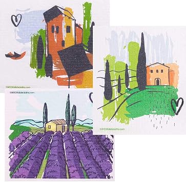 SWEDEdishcloths - Cellulose Sponge Dish Towels - Mixed Set of 3 One of Each Design Mixed Tuscany Swedish Dish Cloths
