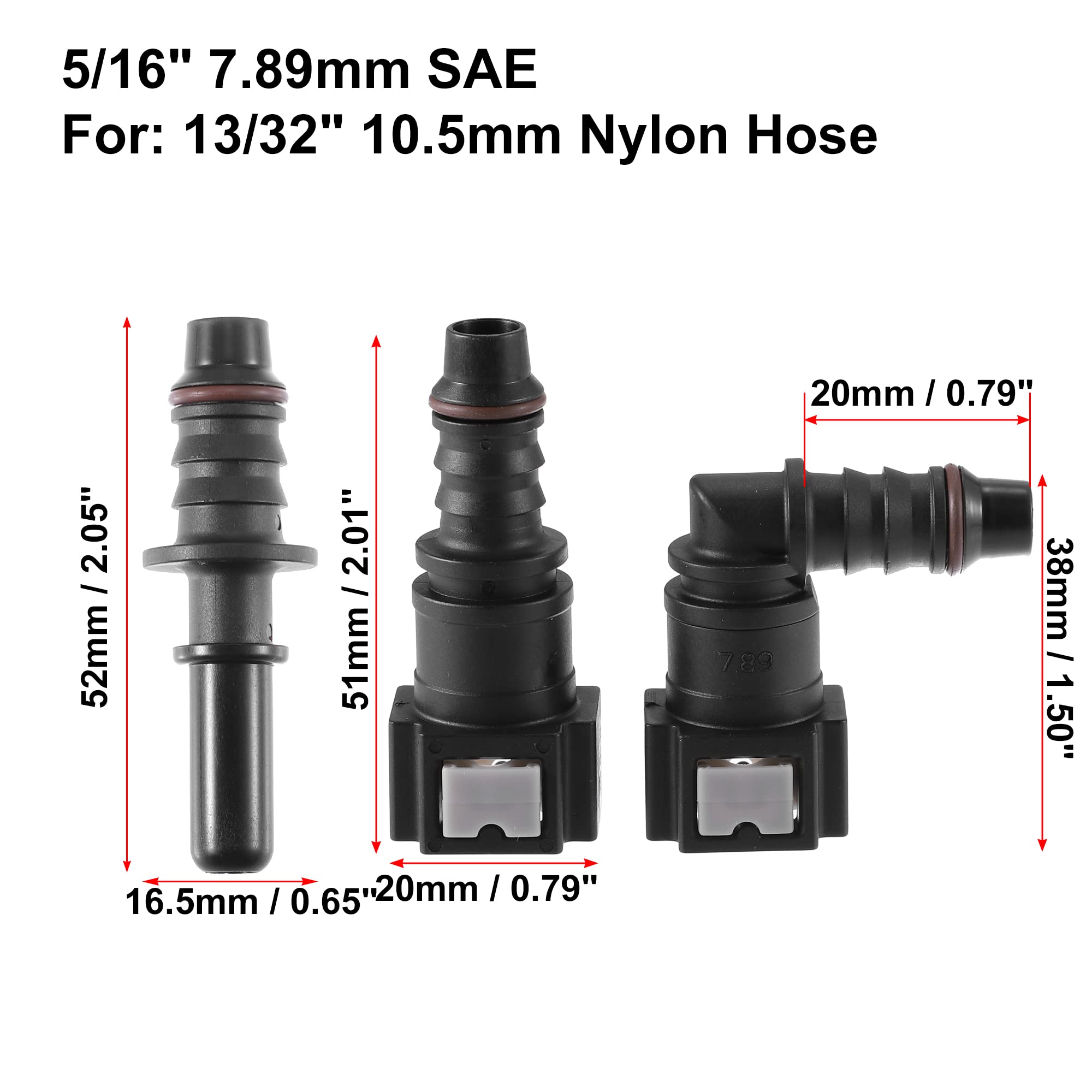 2 Connettori Rapido Per Tubo Carburante - Nylon, 9.89mm A 10.5mm - Sgancio Veloce Per Impianti Gas/Carburante