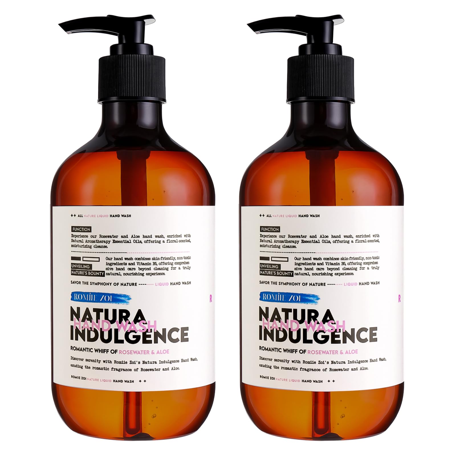 Liquid Hand Soap Natura Indulgence Hand Wash - Romantic Whiff of Rosewater & Aloe - 500 ML / 16.8 FL OZ(Pack of 2)