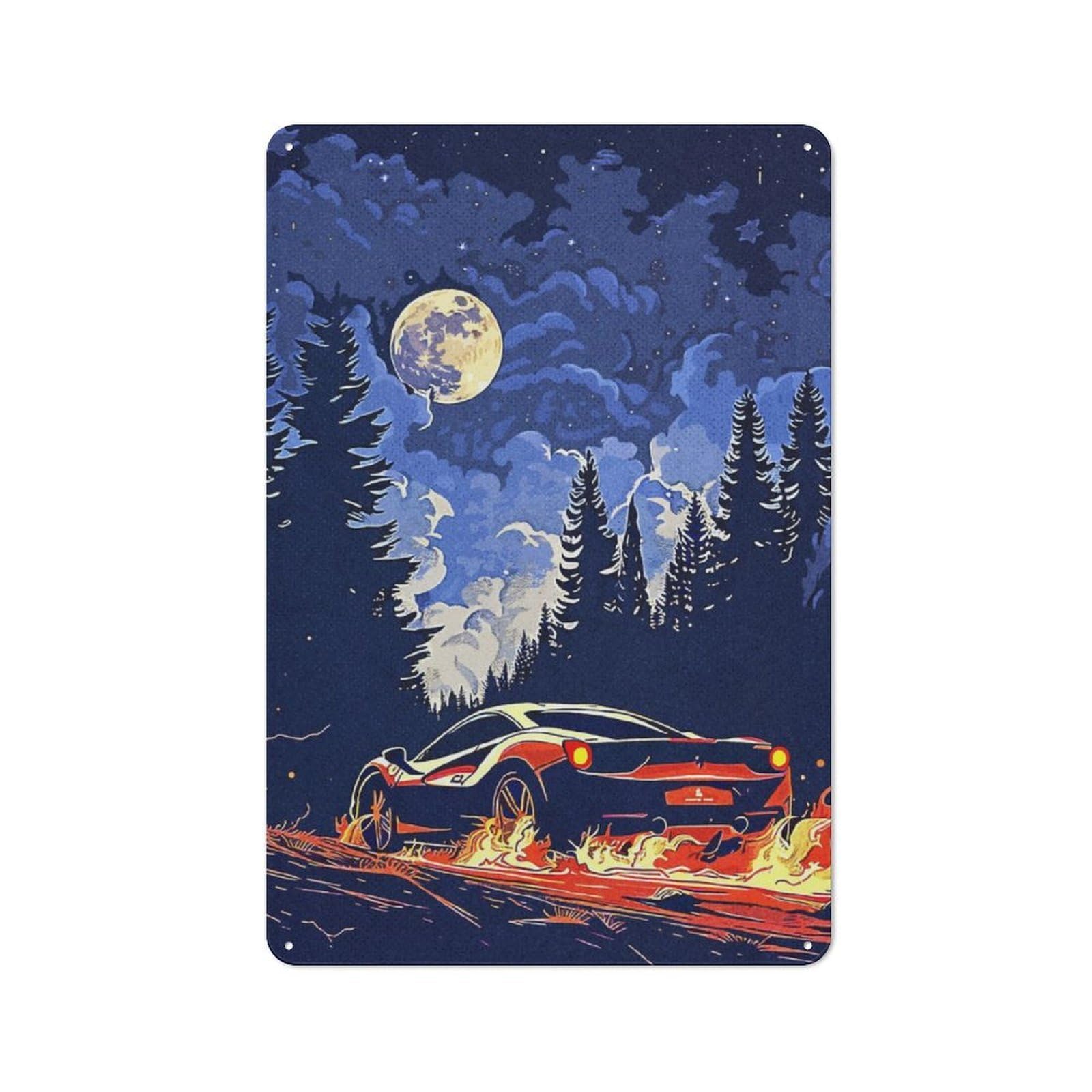 Junmoney Wild Race In Forest Retro-Style Metal Plaque 30X20cm For Garage Or Workshop, For Garage, Workshop And Man Cave Decoration