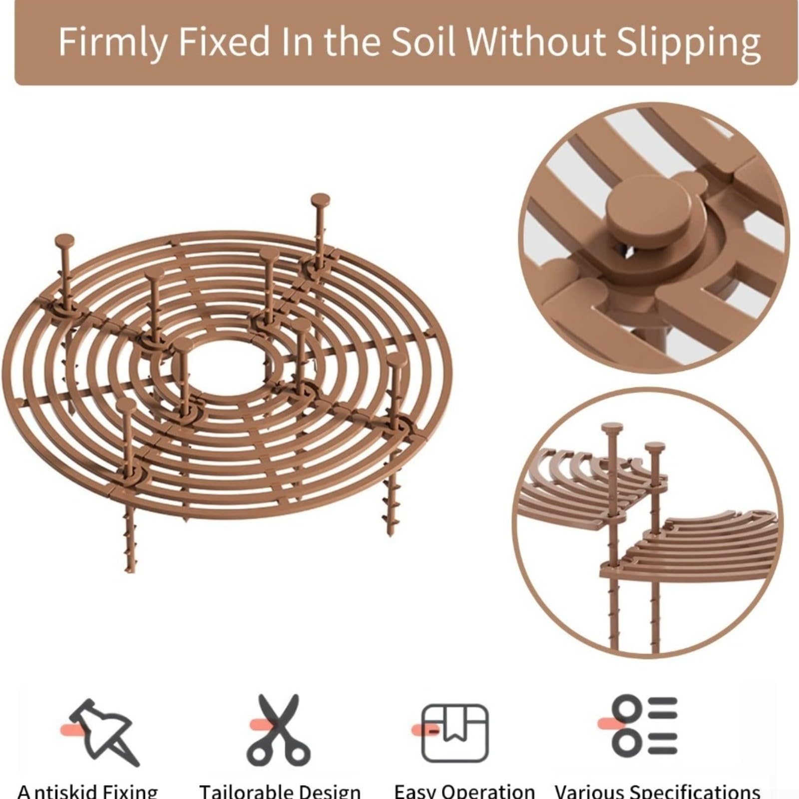 Paquete de 4 rejillas para macetas de 19/30 cm, protectores de suelo de animales, gatos, perros, de plástico para el hogar, jardín, marrón y negro (A) — view 7