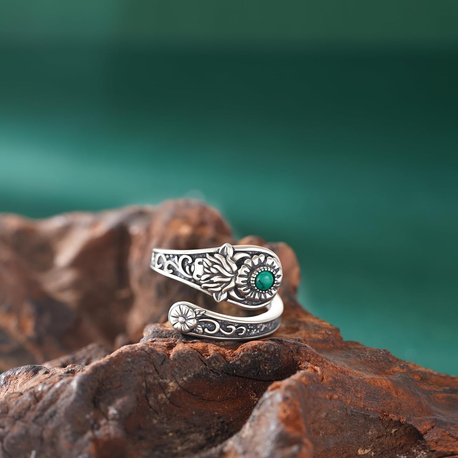 Highland Cow Spoon Ring 925 Sterling Silver Turquoise Highland Cow Ring Western Jewelry for Women - Image 3
