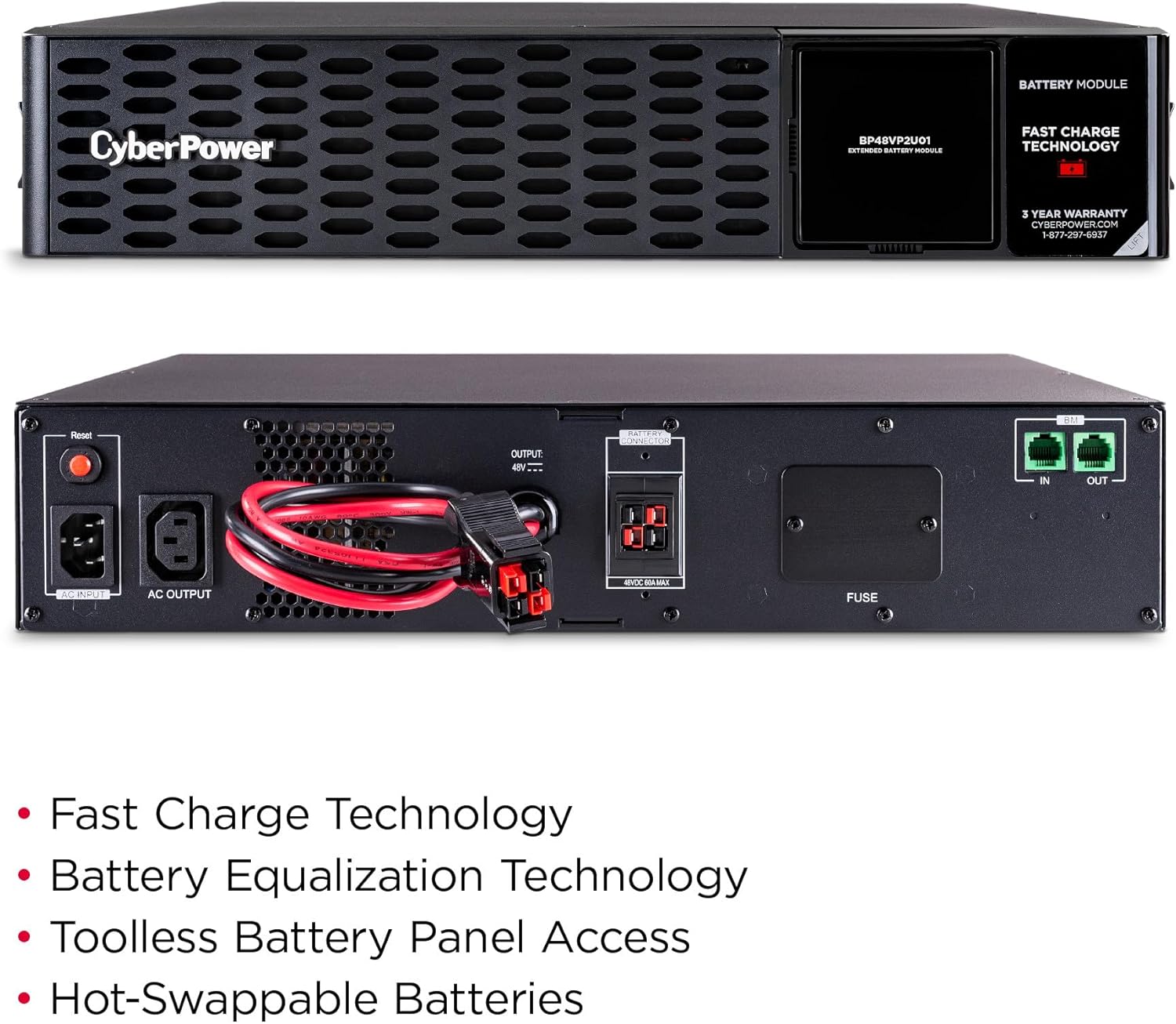 CyberPower BP48VP2U01 Extended Battery Module, 48V/60A, 2U Rack/Tower, UL Certified