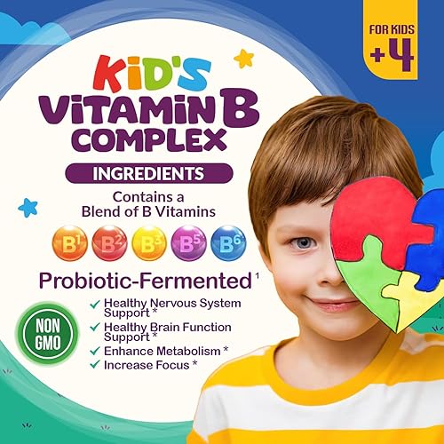 Miniatura 7 de Autistic UpBeat Complejo de vitamina B para niños - Apoya el sistema nervioso saludable, función cerebral mejorada, metabolismo mejorado y energía