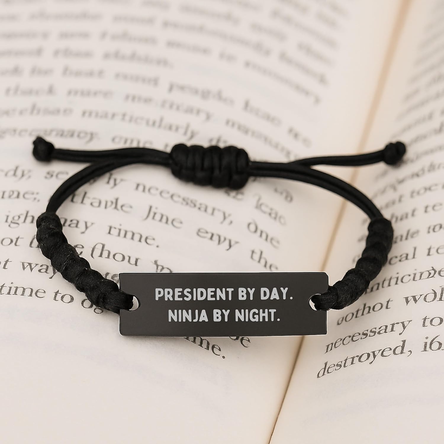President Rope Bracelet Funny Quote Gifts from Men to Friends, Birthday Unique Presents for Him, President By Day Ninja By Night Rope Watch