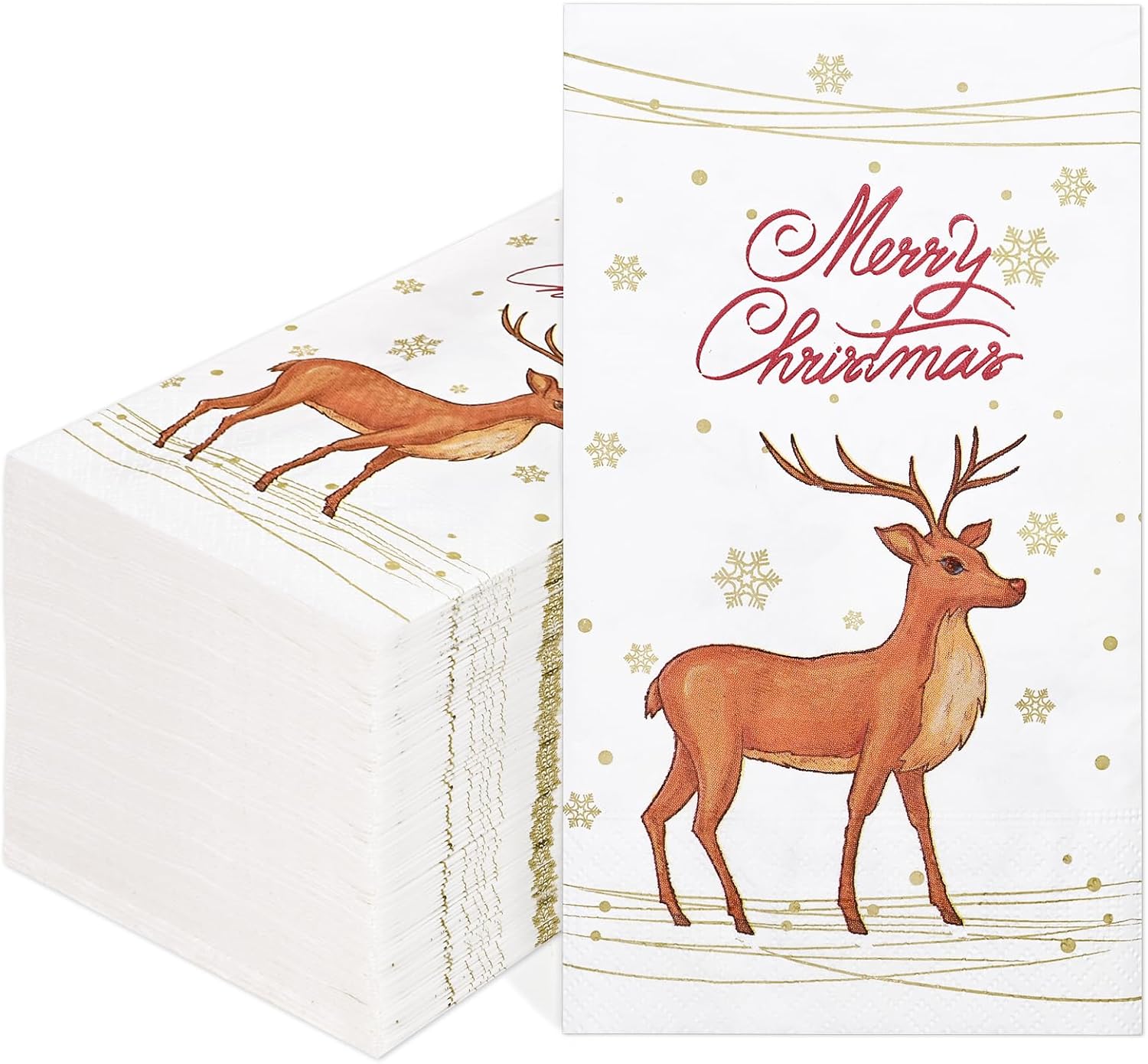 Homlouue 100 PCS Christmas Paper Napkins, 3Ply Reindeer
