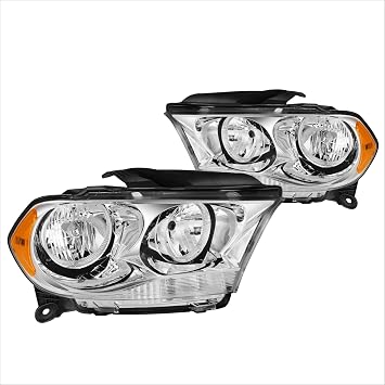 PM PERFORMOTOR 2Pcs Replacement Headlight Assembly Compatible with Dodge Durango 11-13 | Headlamps with Chrome Housing Amber Corner