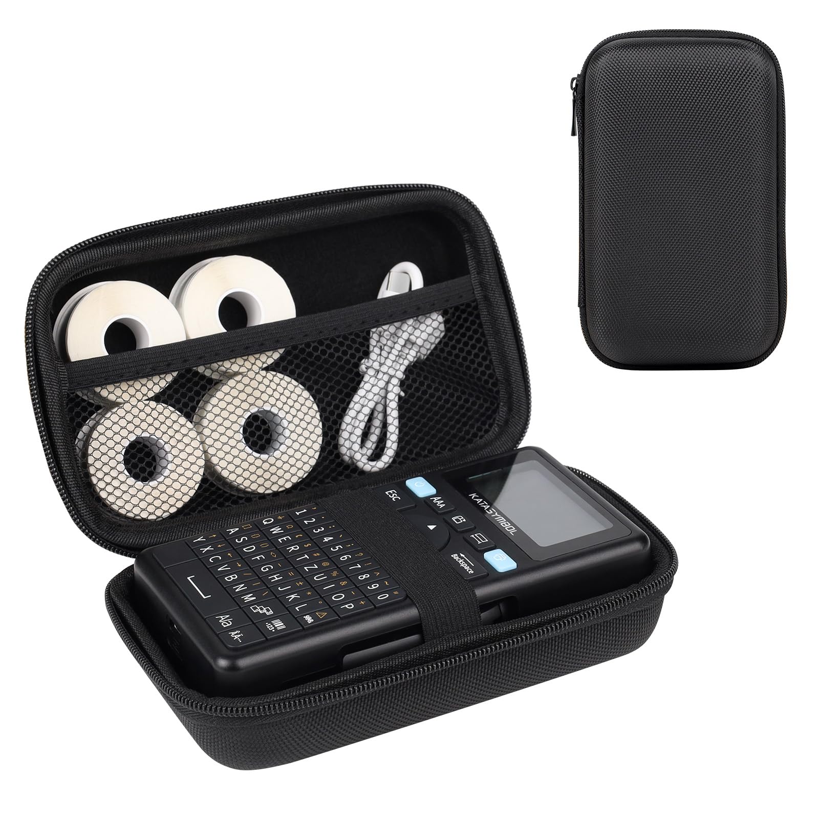 SUPVAN E11 Nylonowe Twarde Etui na Drukarkę Etykiet, 16.8 × 10 × 6.5 cm | Wodoodporne, Wstrząsoodporne, Pyłoszczelne, Antystatyczne, Elastyczna Taśma & Kieszeń Siatkowa, do Organizacja & Ochrona