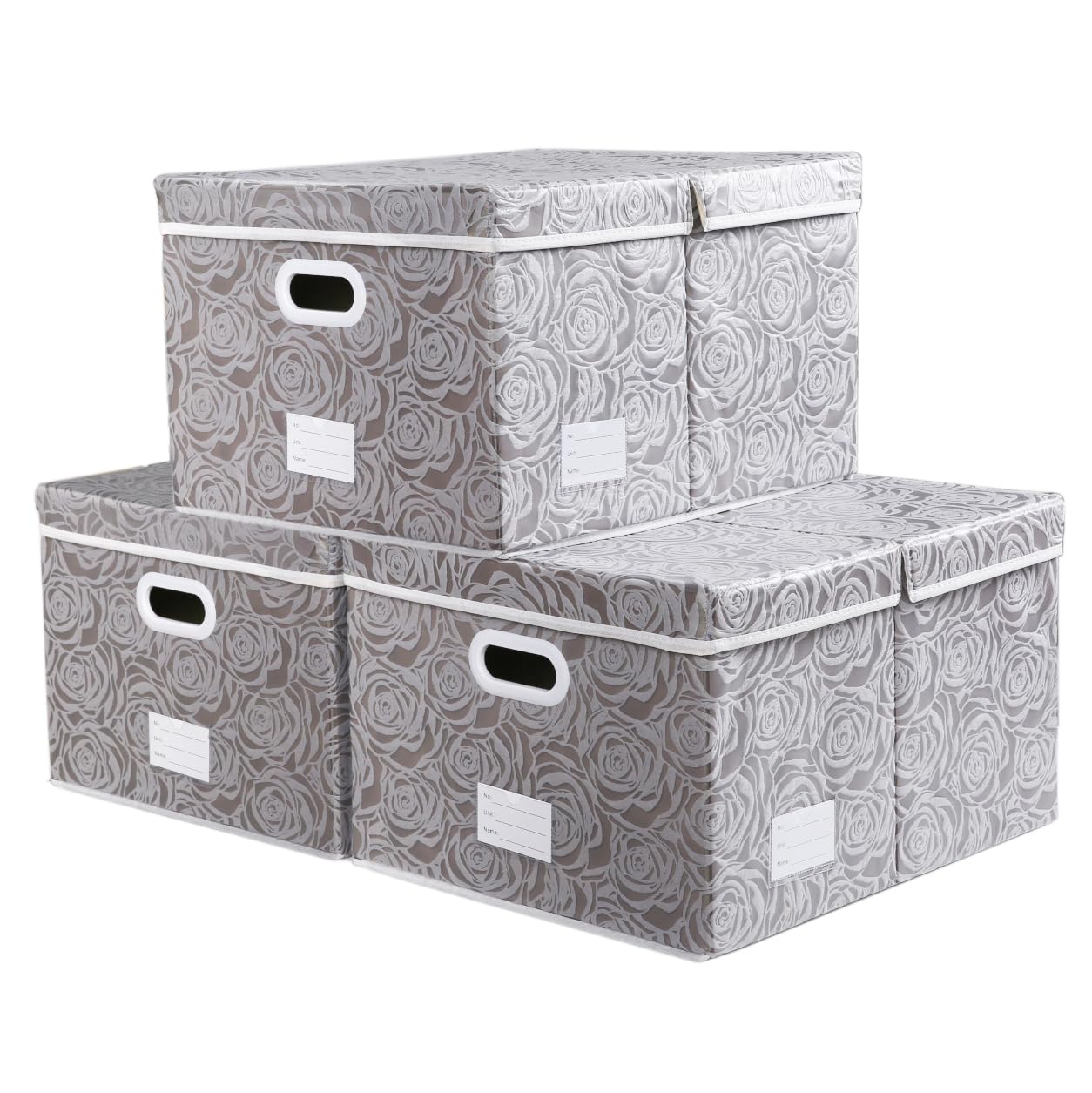 PRANDOM Extra Large Collapsible Storage Boxes with Lids Fabric Decorative Storage Bins Cubes Organizer Baskets with Cover Handles Divider for Bedroom Closet Living Room 19.6x15.7x11.8 Inch 3 Pack