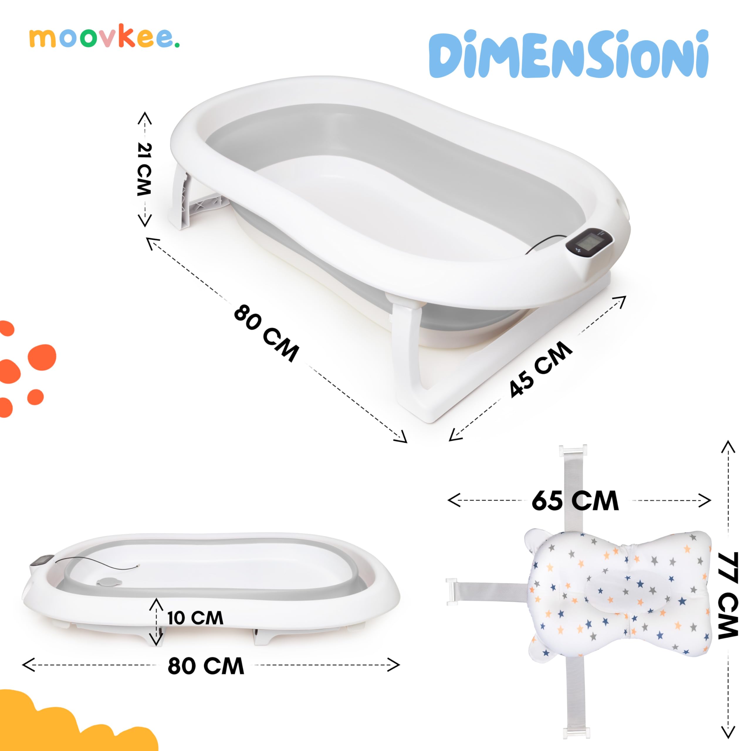 Vasca Neonato Bagnetto Fino a 3kg - Pieghevole Vasca da Bagno Bambini Fino a 3 anni - con un Comodo Cuscino Stabilizzante - Bagno Piacevole Senza Problemi