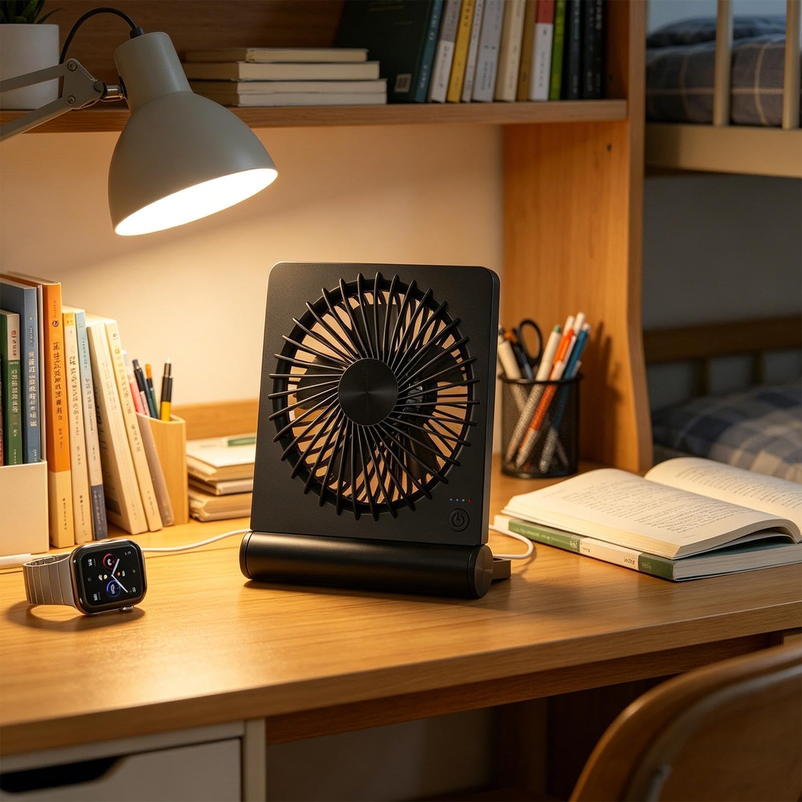 Ventilatore da Scrivania e Silenzioso USB Ricaricabile 3 Velocità Potente | Ventilatore da Tavolo Silenzioso Per Interno Ed Esterno: Casa, Ufficio, Viaggio, Vacanza, Spiaggia, Campeggio