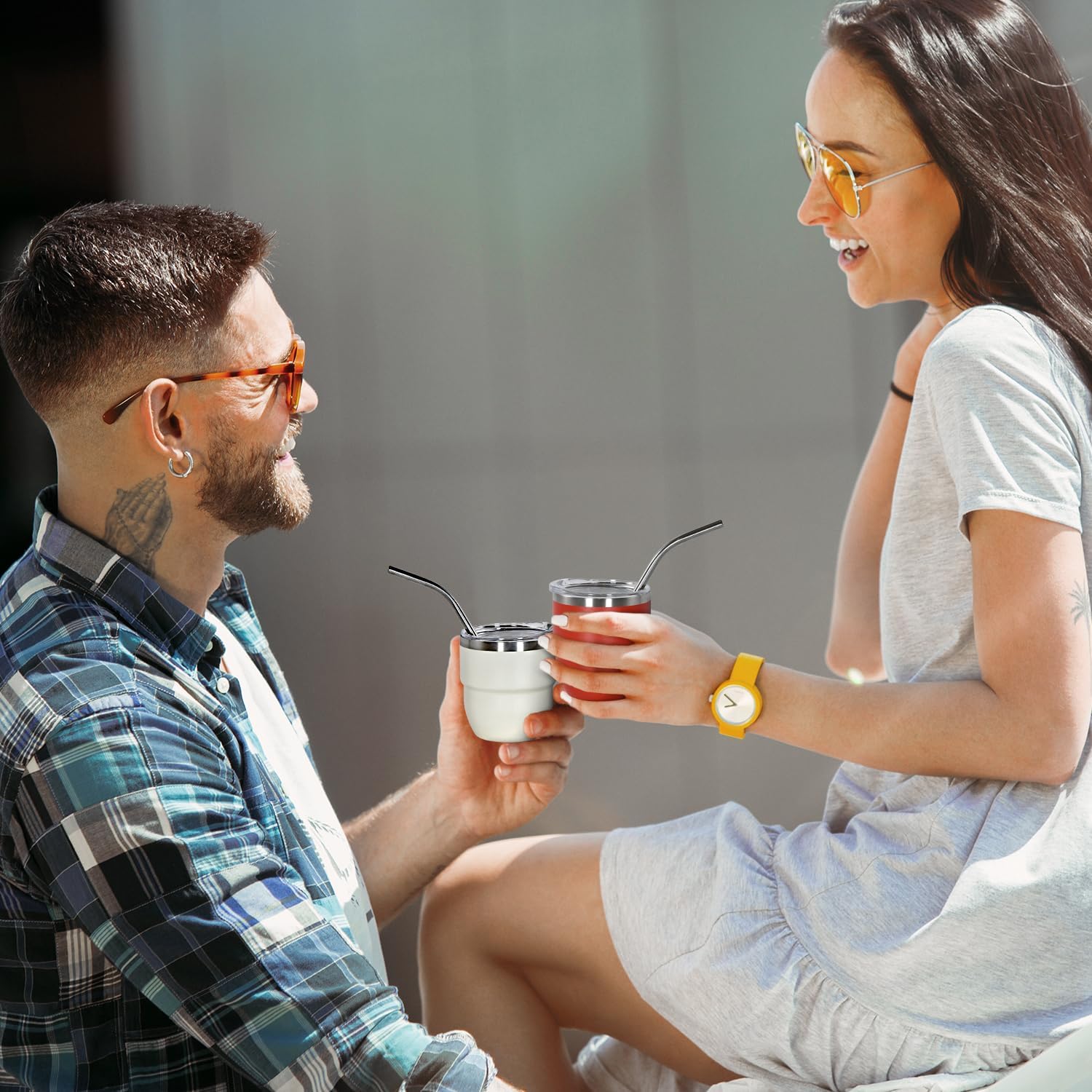 4oz Stackable Cup, 4Pcs Mini Tumbler with Lid and Straw, Stainless Steel Vacuum Insulated Espresso Cup, Cute Coffee Cup for Morning Coffee,Individually Wrapped, Mixed Color - Image 7