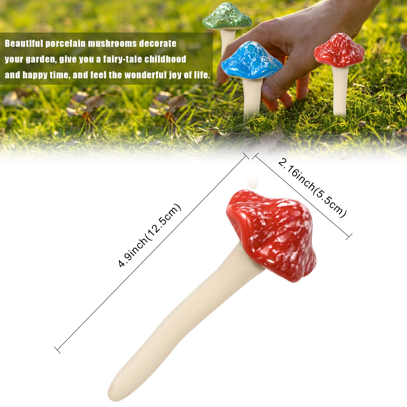 5 Keramische Tuinpaddenstoelen – Kleurrijk, Handgeschilderd, 12 Cm Hoog – Voor Bloempot, Gazon Of Fairy Garden – Weerbestendig En Lichtecht