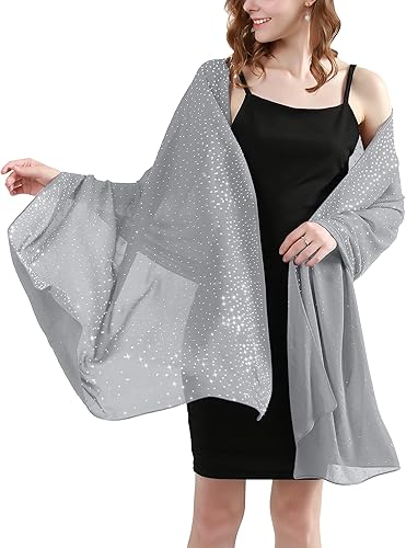 BANETTETA Brilla brillante como un chal de diamantes de imitación brillantes de gasa y envolturas para vestidos de noche bodas