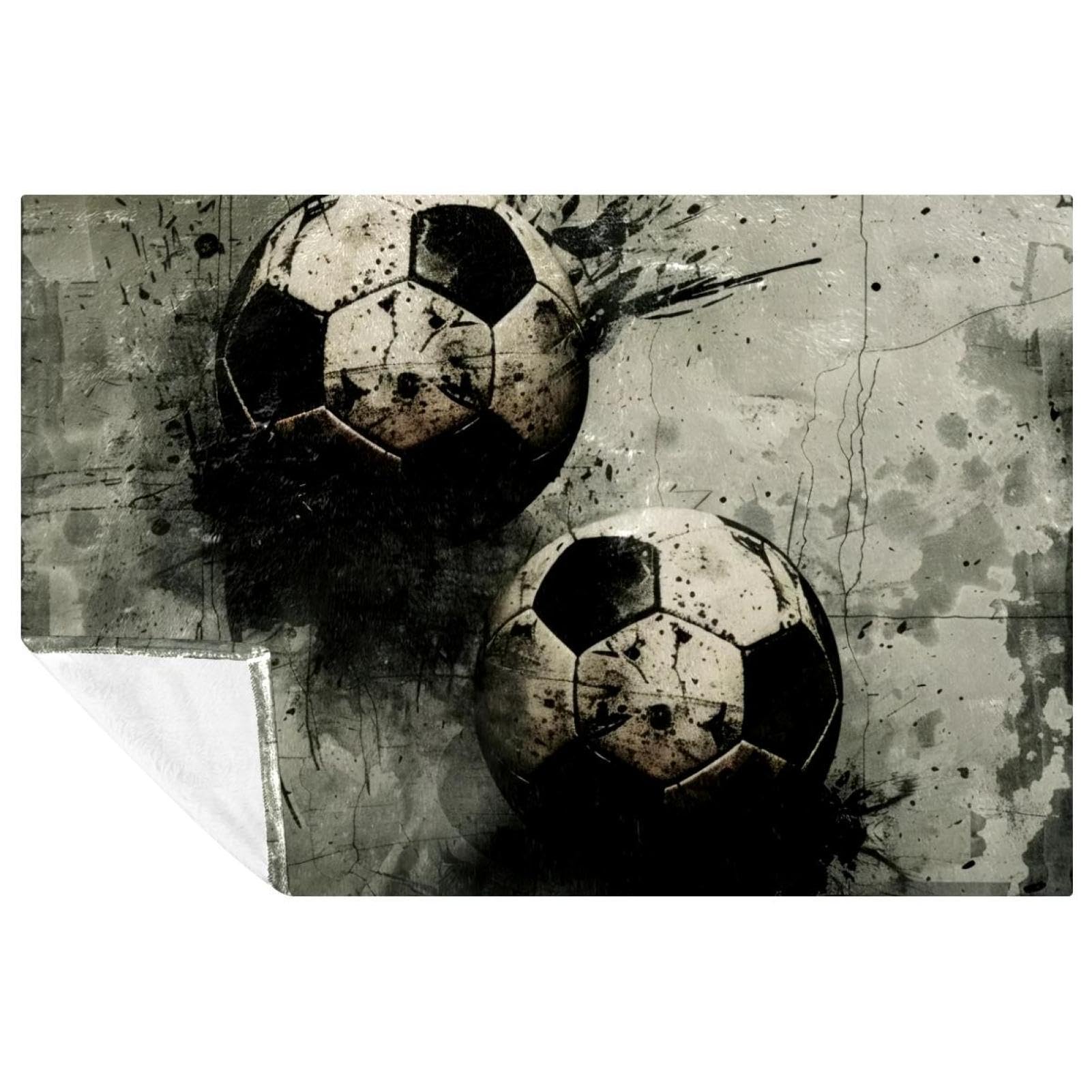 Couverture lit anti-froid et douce à motif deux ballons de football