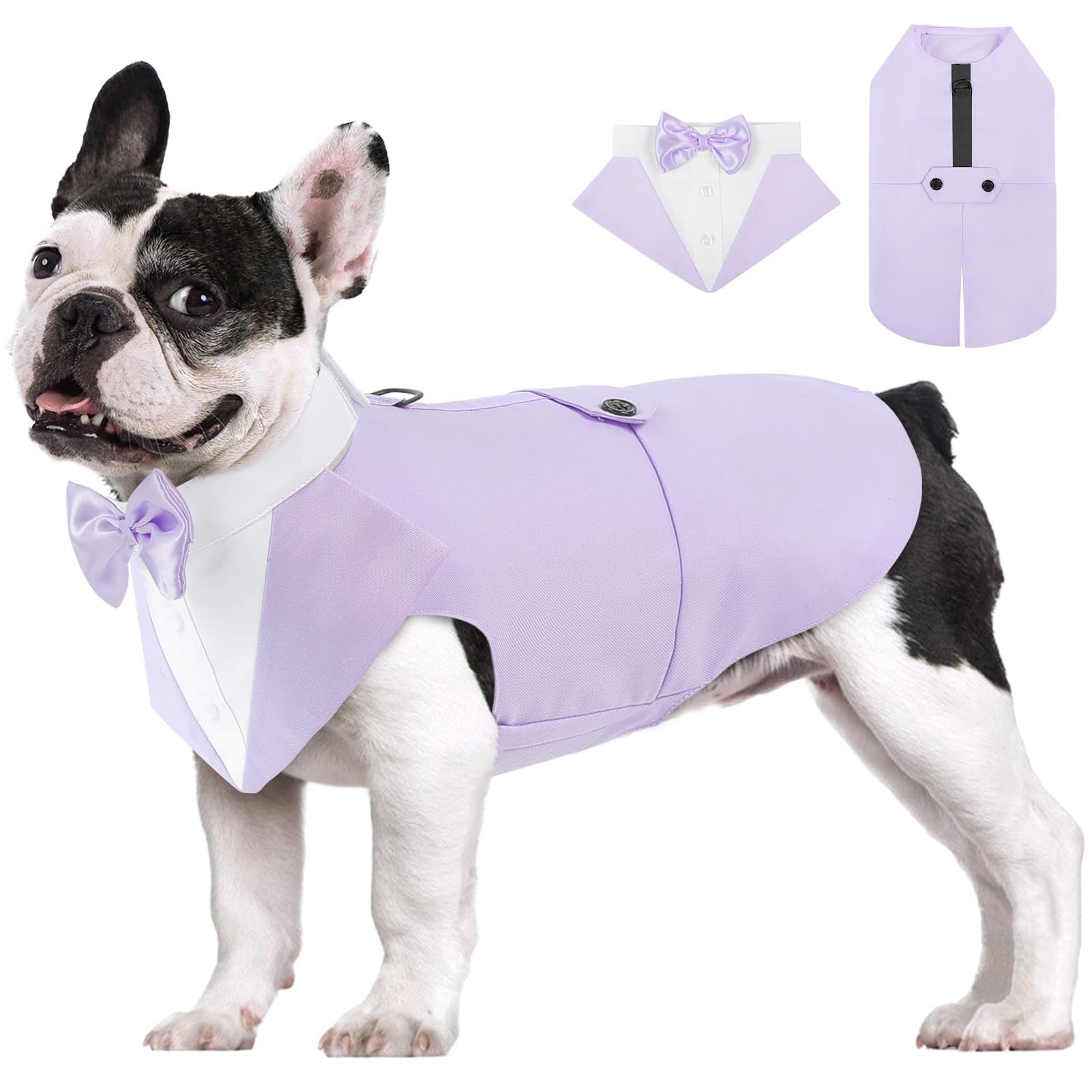 AOFITEE Dog Tuxedo Formal Dog Suit and Bandana Set, Gentle Dogs Wedding Party Suit Bow Tie Shirt Vest, Pet Tuxedo Costume Outfit with Detachable Bowtie Collar for Christmas Halloween Dress Up โ image 1
