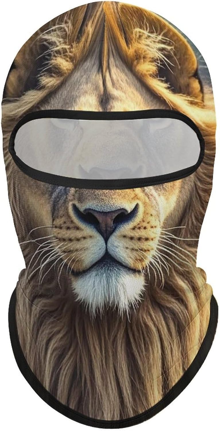 Lion Image Balaclava Ski Mask Thermal Winter Face Mask for Men Women Summer Cooling Neck Gaiter Sun Protection Hood Full Face Cover for Motorcycle Cycling Gear