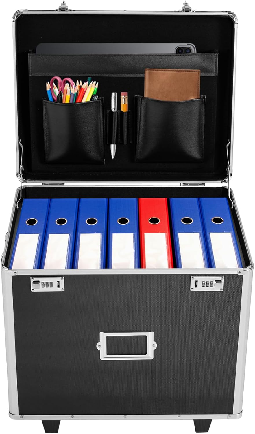 Rolling File Box Document Box with Lock Wheels Multi-Layer Water-Resistant Large Portable Home Filing Cabinet for Hanging Folders 19.2 x 15 x 16inch