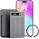 AI Voice Recorder with Transcribe&Summarize, App Control Audio Recorder Support Al Noise Cancellation Technology with 80+ Languages, Note Taker with 64GB Memory, Audio Device for Meeting, Call, Grey