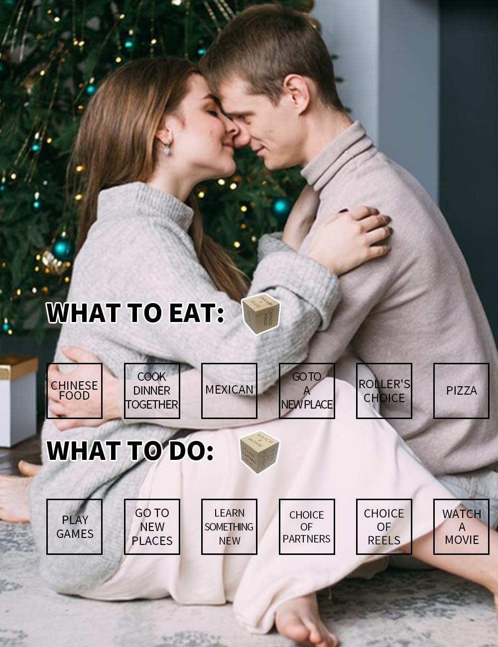 Date Night Dice Wooden Dice Kit Couple Dice Decision Dice Ideas Dice Date Night Dice After Dark Edition-5 Pcs 6 Side Fun Dice for Romantic Couple Ideas Dice Game for Adults Gift Valentine's Day