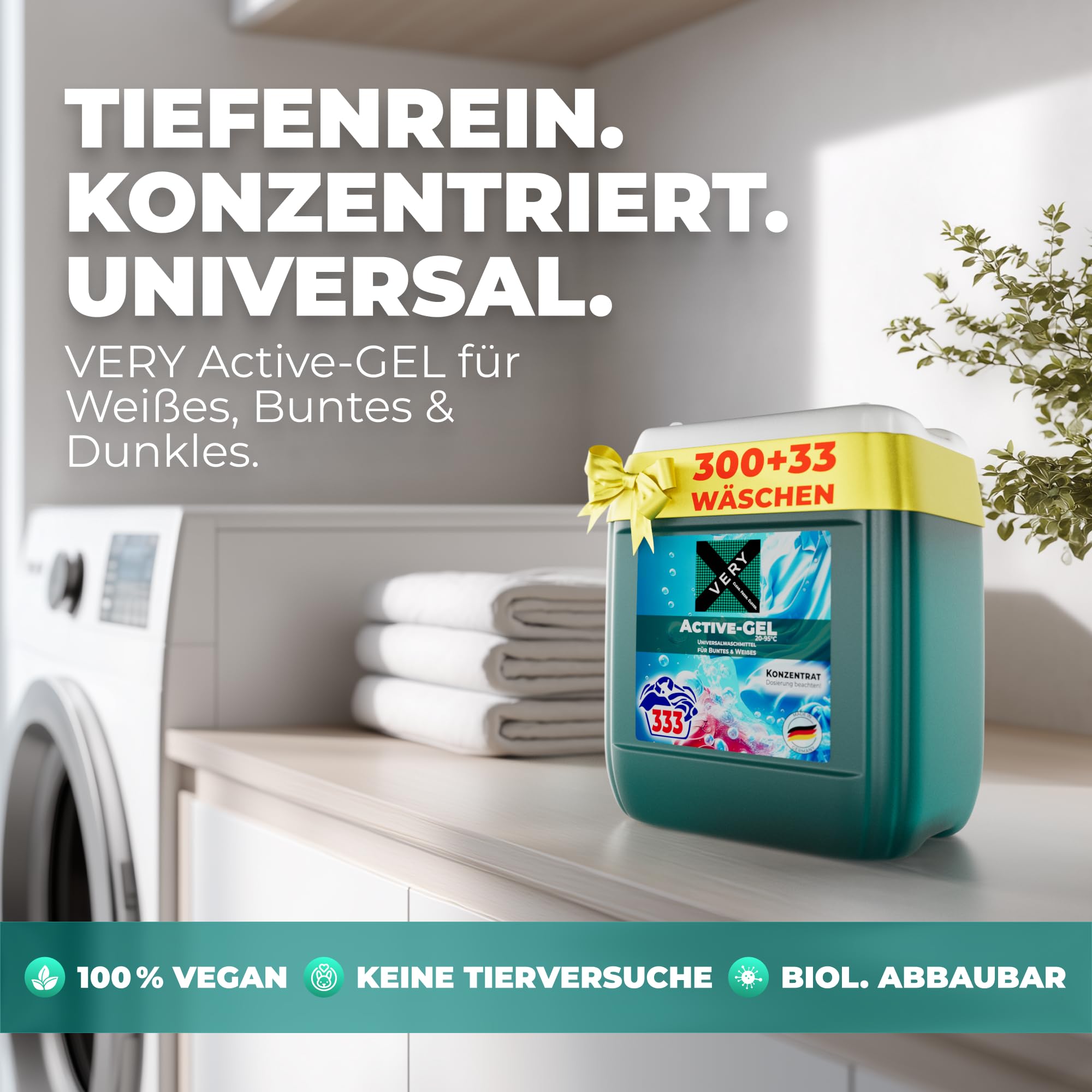 VERY® Universal Waschmittel Flüssig Gel [10L KANISTER] - Flüssigwaschmittel für Helle, & Dunkle Wäsche - Buntwaschmittel XXL mit Frischeduft - Vollwaschmittel - Universalwaschmittel (20-95°C)